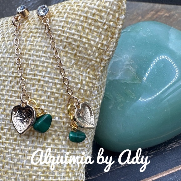 Alquimia Green and Gold Elegant Earrings - Picture 1 of 1